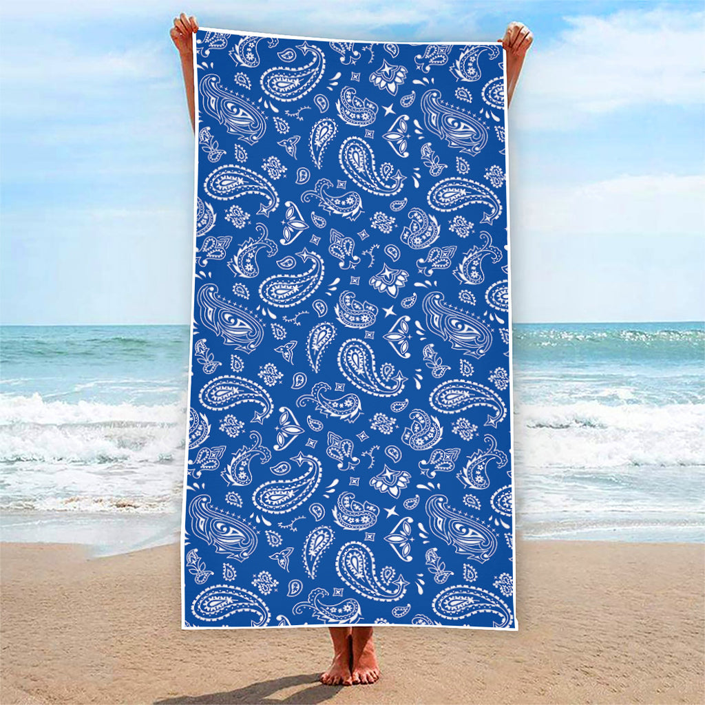 Blue Paisley Bandana Pattern Print Beach Towel