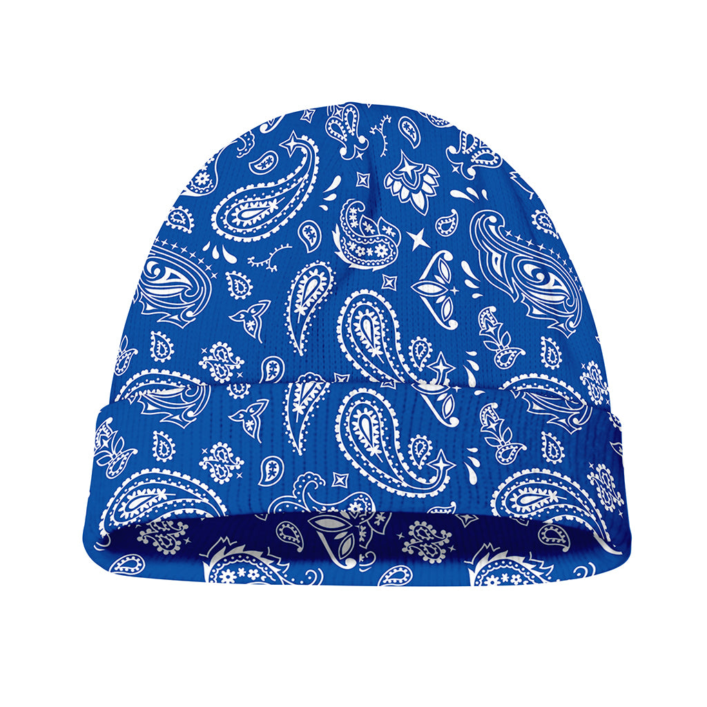 Blue Paisley Bandana Pattern Print Beanie