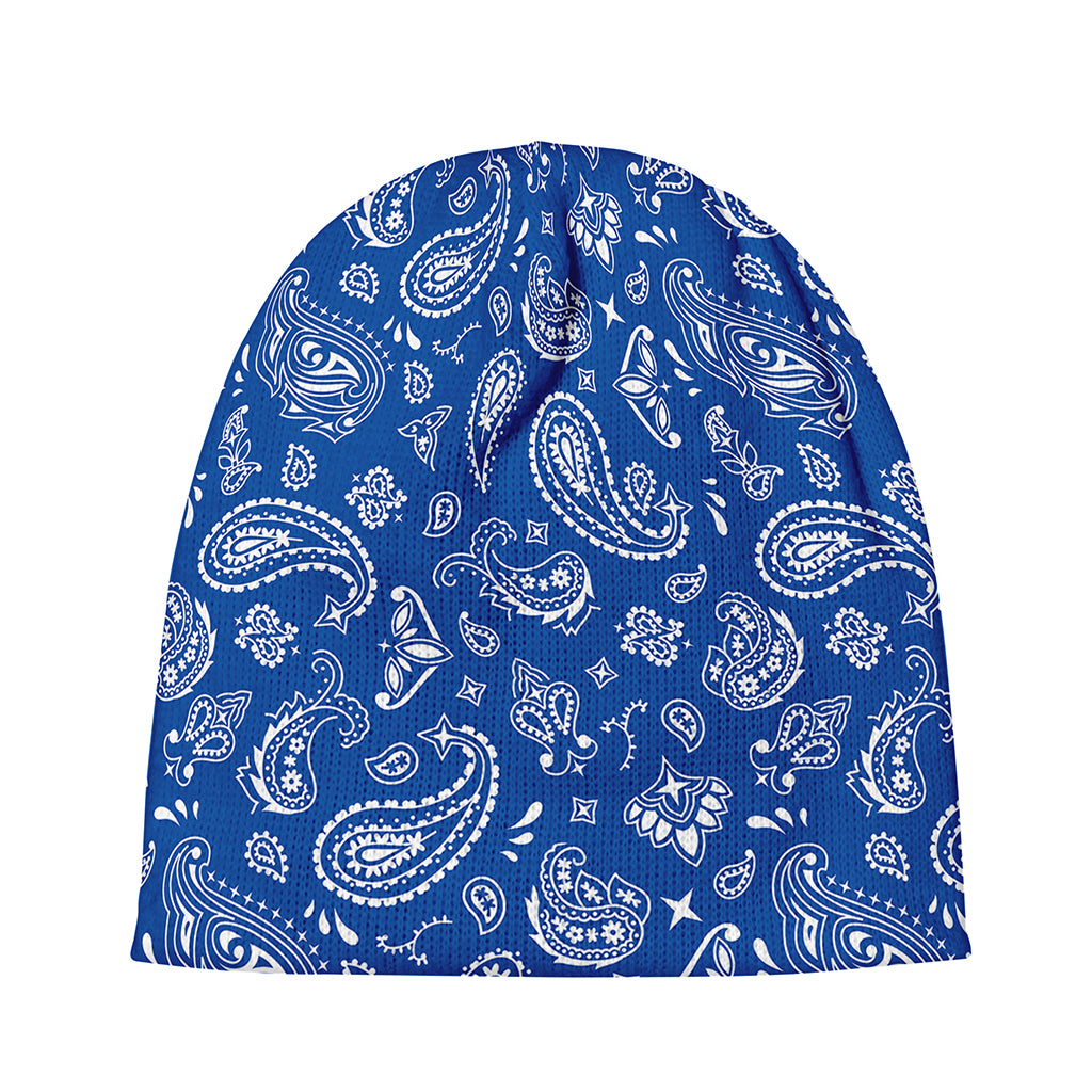 Blue Paisley Bandana Pattern Print Beanie