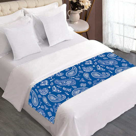 Blue Paisley Bandana Pattern Print Bed Runner