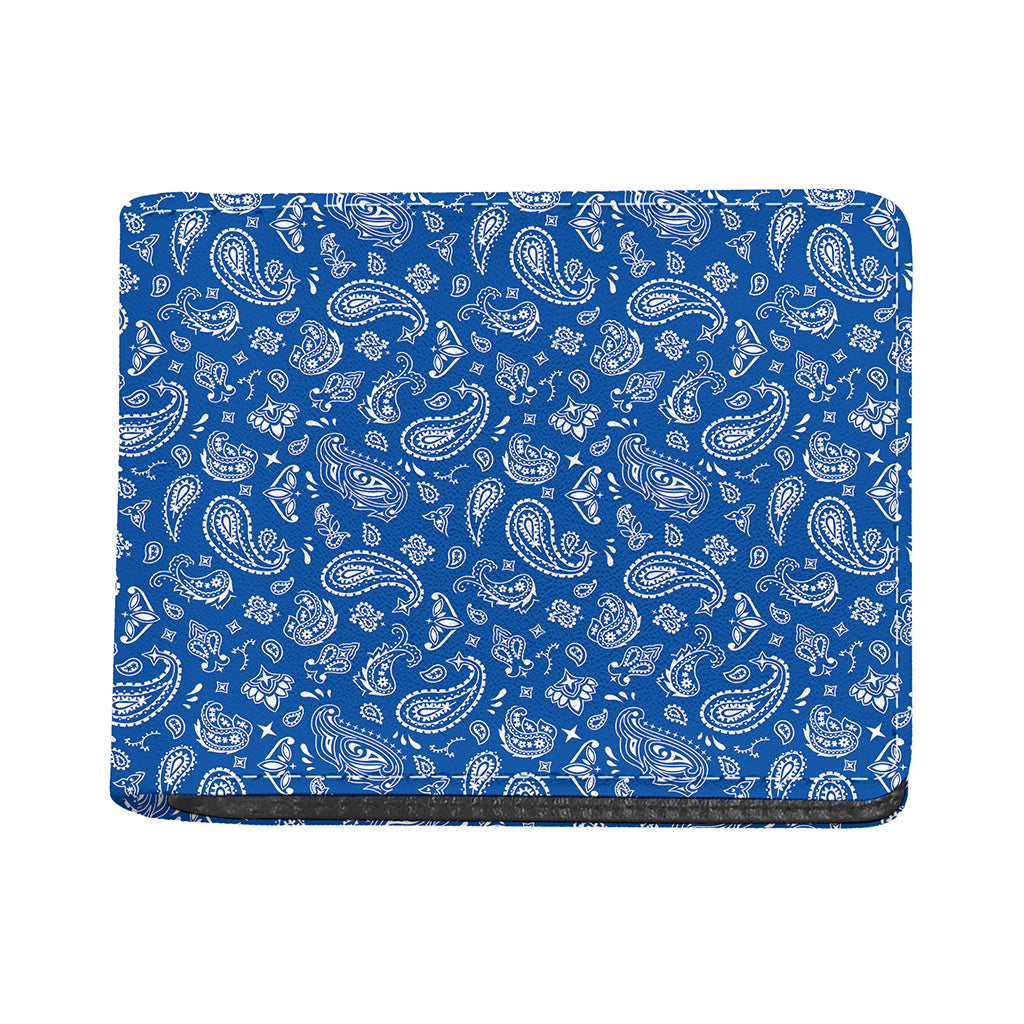 Blue Paisley Bandana Pattern Print Bifold Wallet