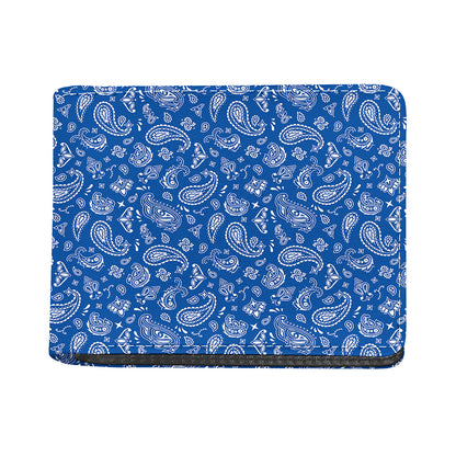 Blue Paisley Bandana Pattern Print Bifold Wallet