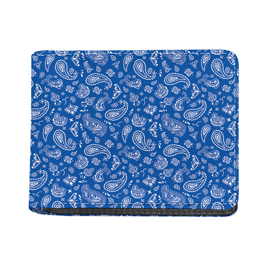 Blue Paisley Bandana Pattern Print Bifold Wallet