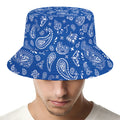 Blue Paisley Bandana Pattern Print Bucket Hat