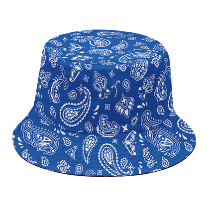 Blue Paisley Bandana Pattern Print Bucket Hat