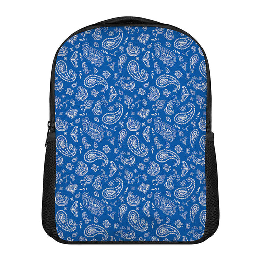 Blue Paisley Bandana Pattern Print Casual Backpack