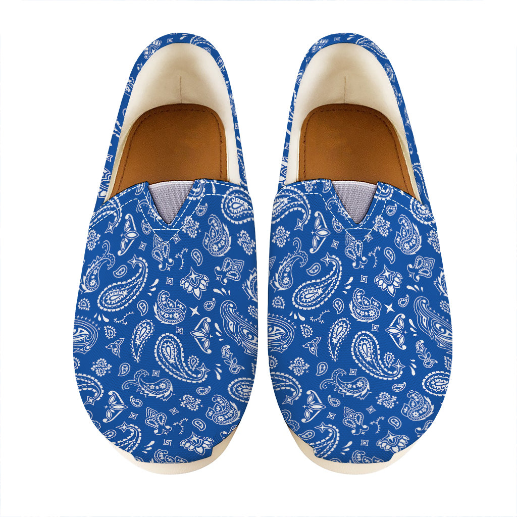 Blue Paisley Bandana Pattern Print Casual Shoes