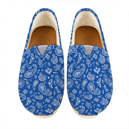 Blue Paisley Bandana Pattern Print Casual Shoes