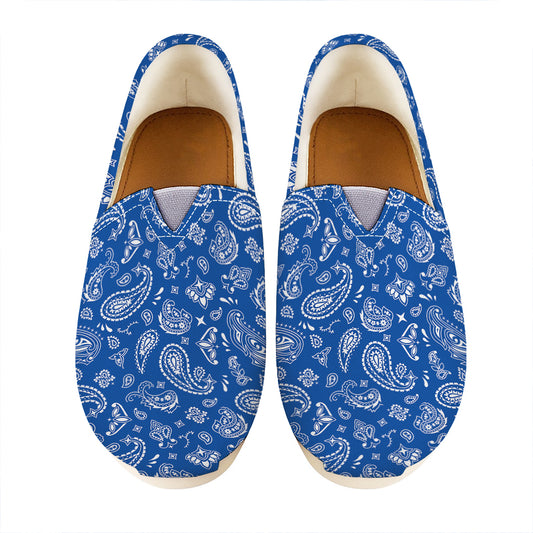 Blue Paisley Bandana Pattern Print Casual Shoes