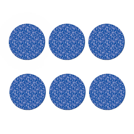 Blue Paisley Bandana Pattern Print Coaster Set