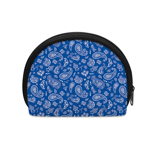 Blue Paisley Bandana Pattern Print Coin Purse