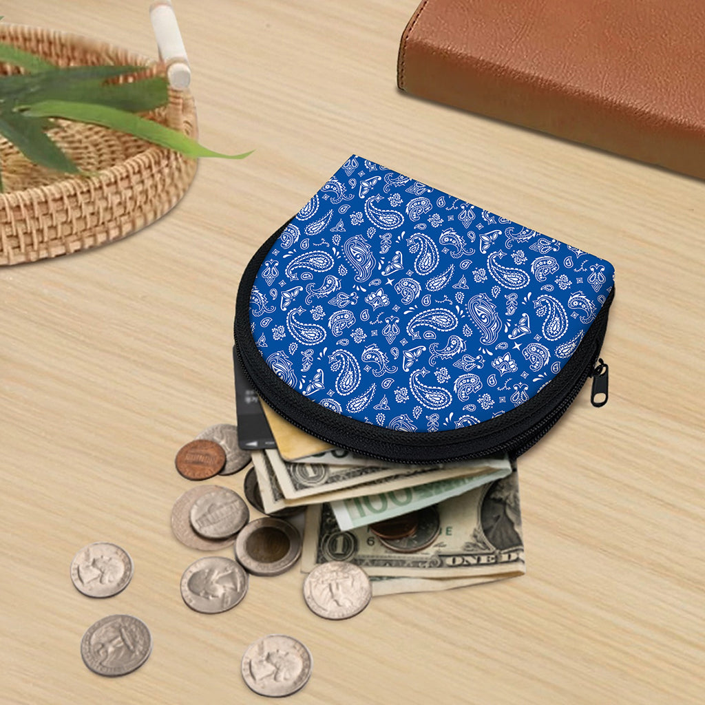 Blue Paisley Bandana Pattern Print Coin Purse