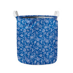 Blue Paisley Bandana Pattern Print Collapsible Laundry Basket