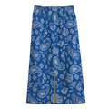 Blue Paisley Bandana Pattern Print Cotton Front Slit Maxi Skirt