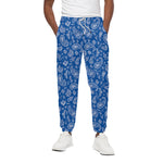 Blue Paisley Bandana Pattern Print Cotton Pants