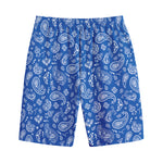 Blue Paisley Bandana Pattern Print Cotton Shorts