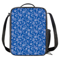 Blue Paisley Bandana Pattern Print Crossbody Lunch Bag