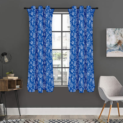 Blue Paisley Bandana Pattern Print Curtain