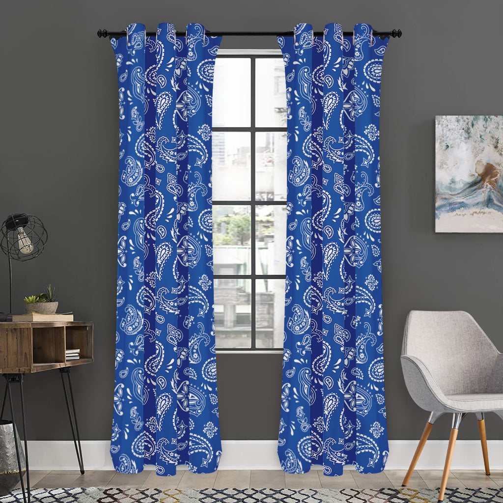Blue Paisley Bandana Pattern Print Curtain