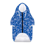 Blue Paisley Bandana Pattern Print Dog Zip Up Hoodie