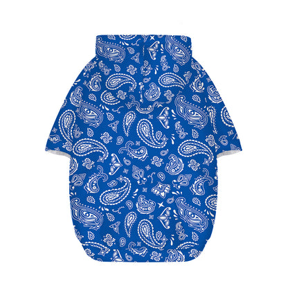 Blue Paisley Bandana Pattern Print Dog Zip Up Hoodie