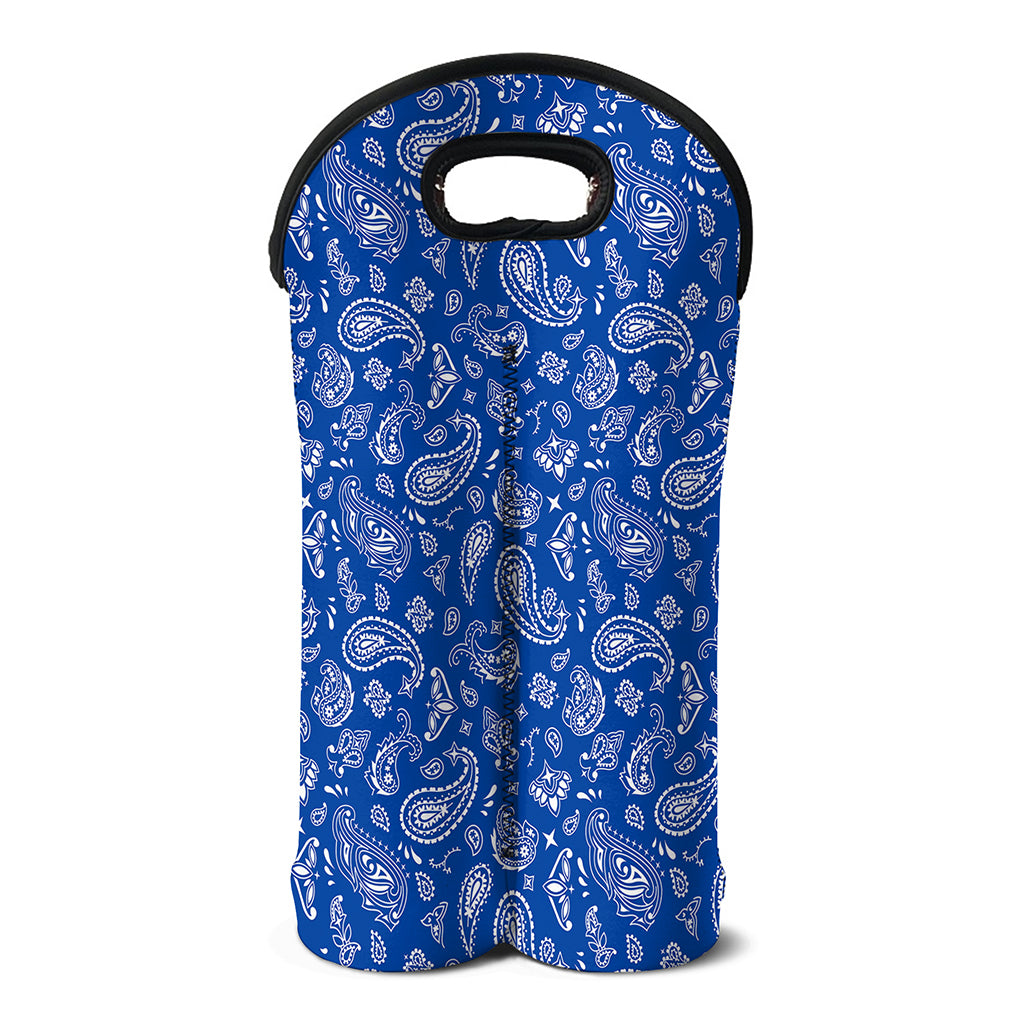 Blue Paisley Bandana Pattern Print Double Neoprene Wine Tote
