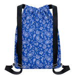 Blue Paisley Bandana Pattern Print Drawstring Backpack