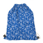 Blue Paisley Bandana Pattern Print Drawstring Bag