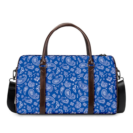 Blue Paisley Bandana Pattern Print Duffle Bag