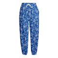 Blue Paisley Bandana Pattern Print Fleece Lined Knit Pants