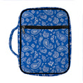 Blue Paisley Bandana Pattern Print Front Pocket Bible Bag