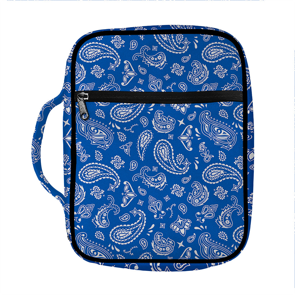 Blue Paisley Bandana Pattern Print Front Pocket Bible Bag