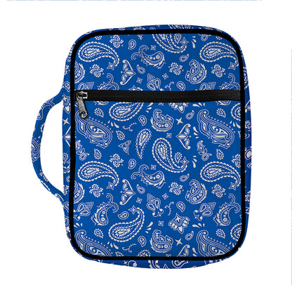 Blue Paisley Bandana Pattern Print Front Pocket Bible Bag