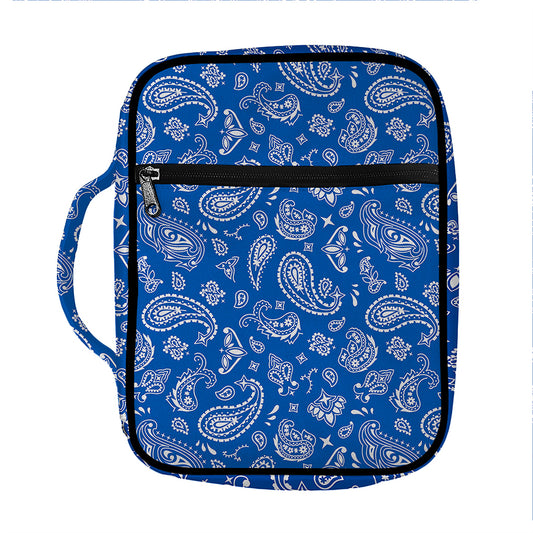 Blue Paisley Bandana Pattern Print Front Pocket Bible Bag