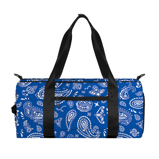 Blue Paisley Bandana Pattern Print Gym Bag
