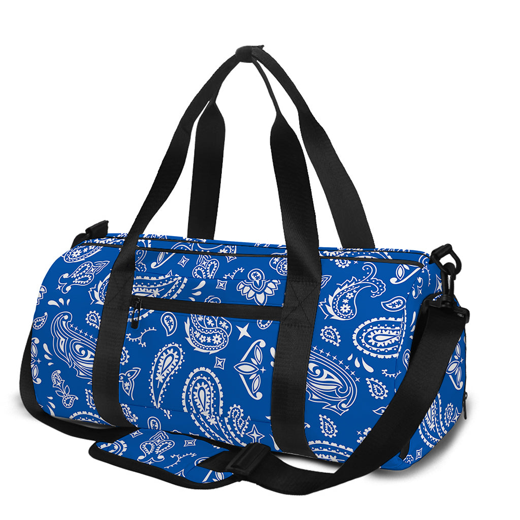 Blue Paisley Bandana Pattern Print Gym Bag