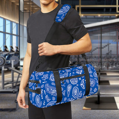 Blue Paisley Bandana Pattern Print Gym Bag