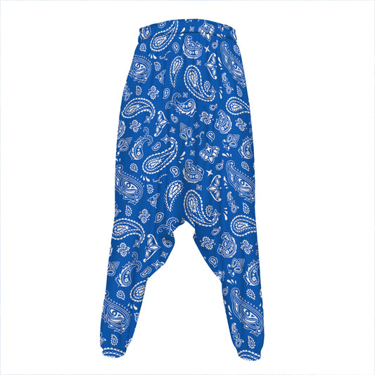 Blue Paisley Bandana Pattern Print Hammer Pants