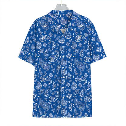 Blue Paisley Bandana Pattern Print Hawaiian Shirt