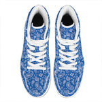 Blue Paisley Bandana Pattern Print High Top Leather Sneakers