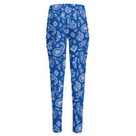 Blue Paisley Bandana Pattern Print High-Waisted Pocket Leggings