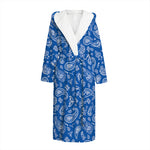 Blue Paisley Bandana Pattern Print Hooded Bathrobe