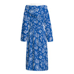 Blue Paisley Bandana Pattern Print Hooded Bathrobe