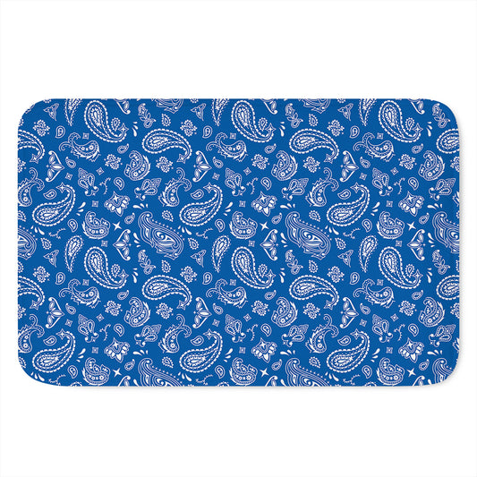 Blue Paisley Bandana Pattern Print Indoor Door Mat