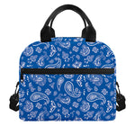 Blue Paisley Bandana Pattern Print Insulated Lunch Bag