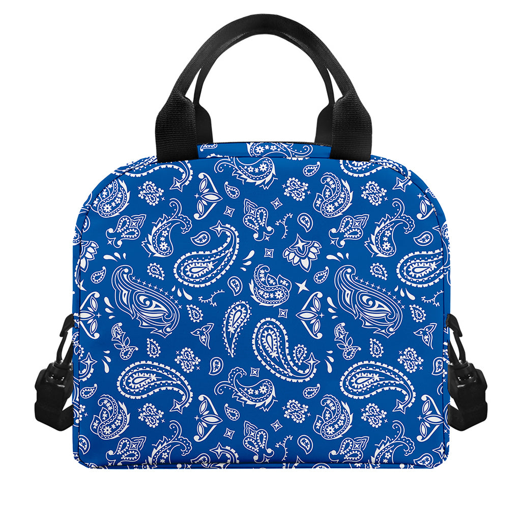 Blue Paisley Bandana Pattern Print Insulated Lunch Bag