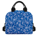 Blue Paisley Bandana Pattern Print Insulated Lunch Bag