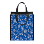 Blue Paisley Bandana Pattern Print Insulated Lunch Tote