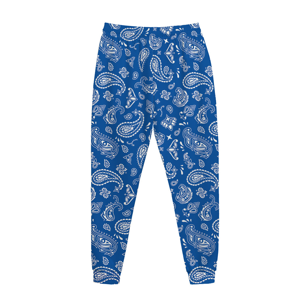 Blue Paisley Bandana Pattern Print Jogger Pants