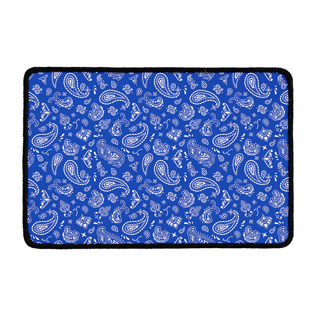 Blue Paisley Bandana Pattern Print Kitchen Mat